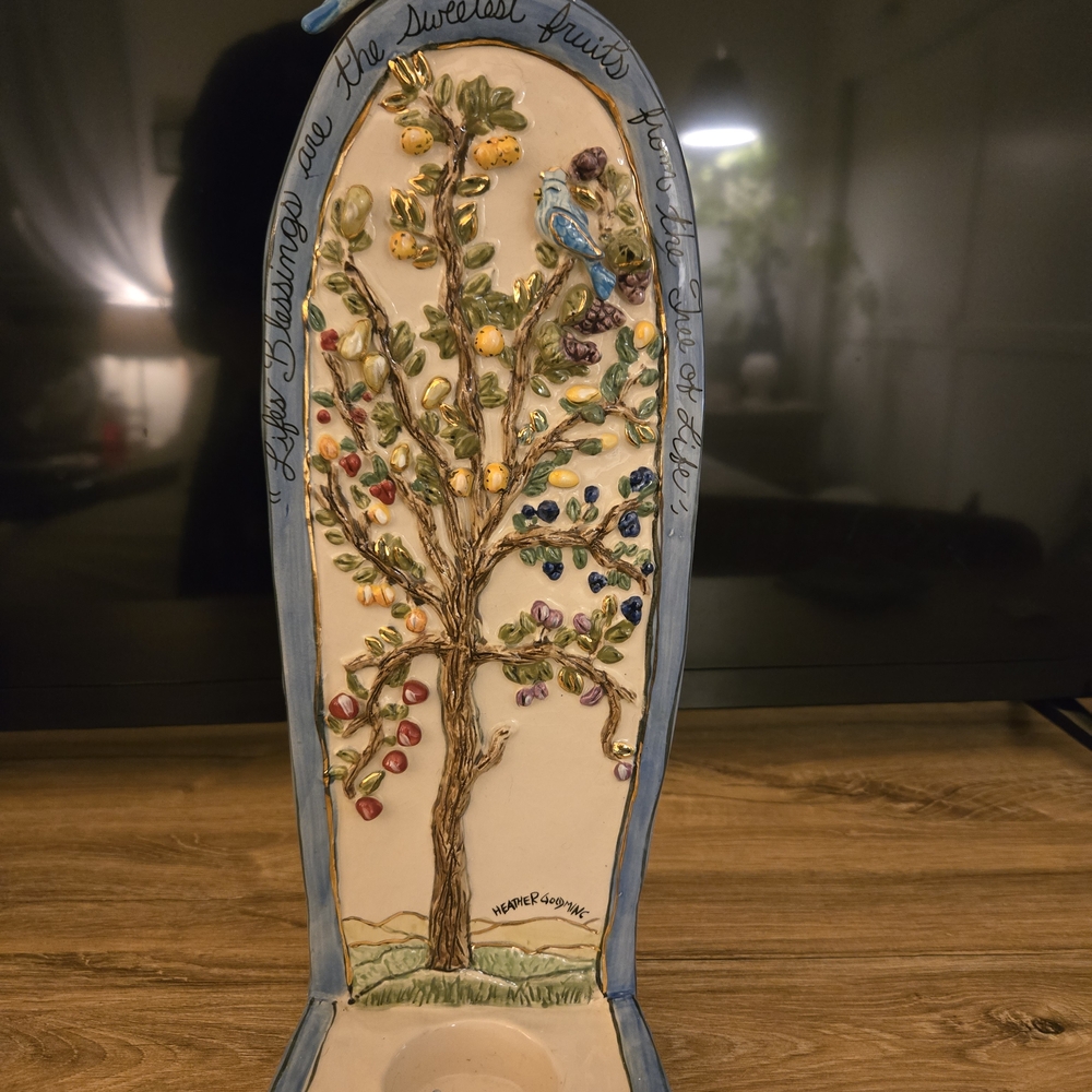 Blue Sky Ceramic Tree Art with Multicolor Details